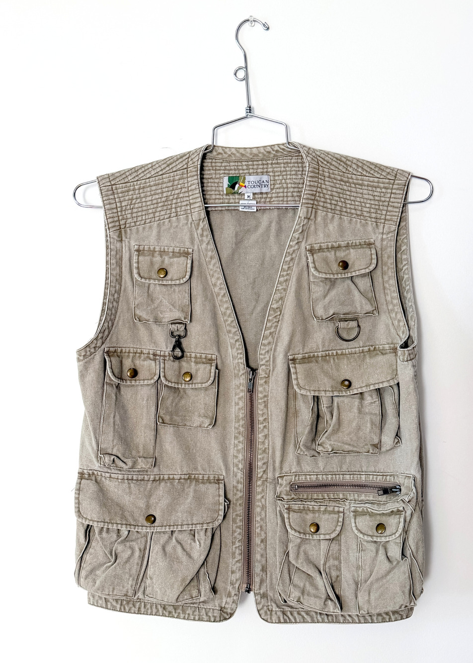 Vintage Toucan Country Khaki Safari Fishing Vest (men's M)
